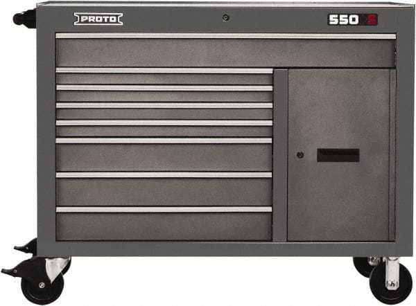 Proto - 1 Shelf, 8 Drawer, 1 Door Mobile Workstation - 50" Wide x 25-1/4" Deep x 41" High, Steel, Dual Gray - Exact Tooling