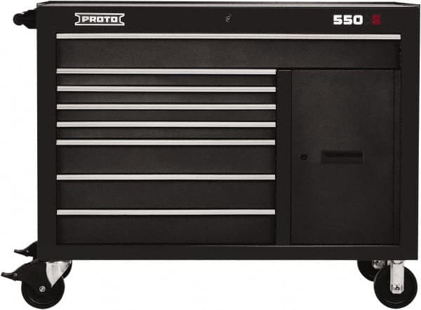 Proto - 1 Shelf, 8 Drawer, 1 Door Mobile Workstation - 50" Wide x 25-1/4" Deep x 41" High, Steel, Dual Black - Exact Tooling
