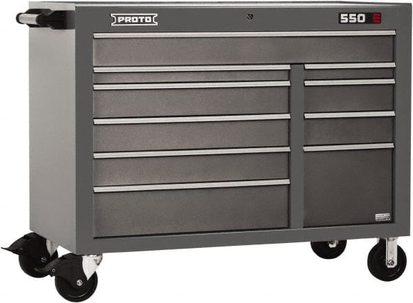 Proto - 10 Drawer Mobile Workstation - 50" Wide x 25-1/4" Deep x 41" High, Steel, Dual Black - Exact Tooling
