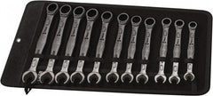 Wera - 11 Piece, 8mm to 19mm, Combination Wrench Set - Metric Measurement Standard, Chrome Vanadium Finish, Comes in Canvas Tool Holster - Exact Tooling