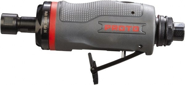 Proto - 1/4" Collet, Straight Handle, Straight Air Die Grinder - 25,000 RPM, Rear Exhaust, 4 CFM, 0.5 hp, 90 psi, 1/4" Inlet - Exact Tooling