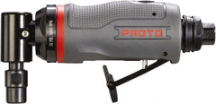 Proto - 1/4" Collet, Angle Handle, Angle Air Die Grinder - 18,500 RPM, Rear Exhaust, 4 CFM, 0.5 hp, 90 psi, 1/4" Inlet - Exact Tooling