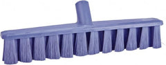Vikan - 15.25" Fine Particle Polyester Push Broom - 1-7/8" Bristle Length, Plastic Block, European Threaded Handle Connection, Handle Sold Separately - Exact Tooling