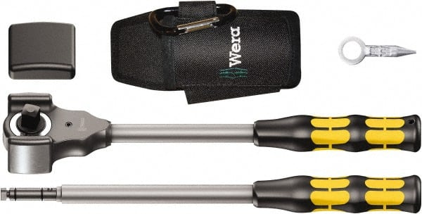Wera - 1/2" Drive Square Head Ratchet Set - Nickel-Plated Finish, 13-27/64" OAL, 32 Gear Teeth - Exact Tooling