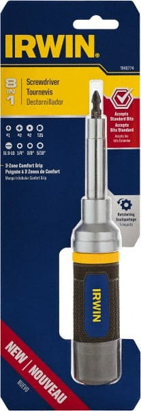 Irwin - 8-in-1 Mini-Ratchet Bit Screwdriver Kit - Phillips, Torx, Square, Nutdrivers, Ratcheting - Exact Tooling