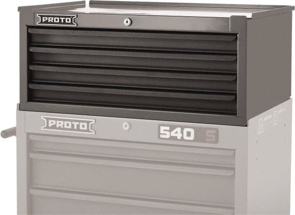 Proto - 4 Drawer Intermediate Tool Chest - 26-1/4" Wide x 18" Deep x 10" High, Steel, Red - Exact Tooling