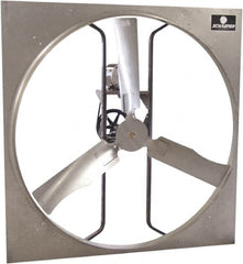 Schaefer Ventilation Equipment - 52" Blade, Belt Drive, 1 hp, 33,700 CFM, Totally Enclosed Exhaust Fan - 3.2/1.6 Amp, 208 to 230/460 Volt, 1 Speed, Three Phase - Exact Tooling