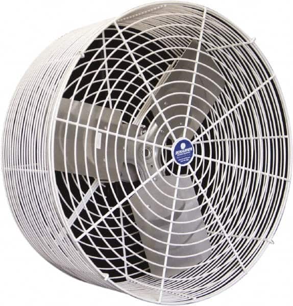 Schaefer Ventilation Equipment - 20" Blade, 1/3 hp, 5,470 CFM, Variable Speed Industrial Circulation Fan - Ceiling Mount, 1 Speed - Exact Tooling
