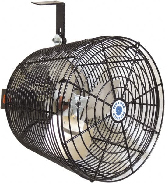 Schaefer Ventilation Equipment - 12" Blade, 1/10 hp, 1,470 CFM, Variable Speed Industrial Circulation Fan - Ceiling Mount, 1 Speed - Exact Tooling