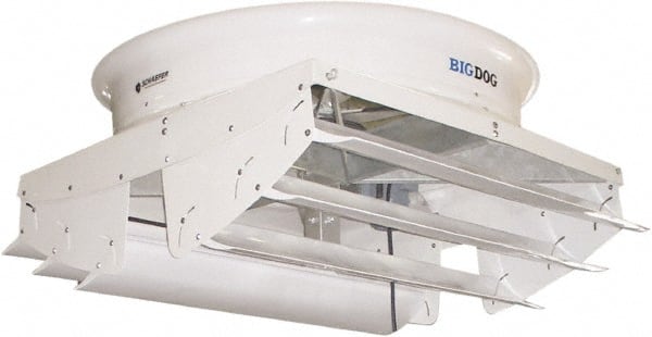Schaefer Ventilation Equipment - 72" Blade, 3 hp, 10,000 & 64,500 CFM, Variable Speed Industrial Circulation Fan - Fan Head Only, 1 Speed - Exact Tooling