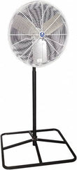 Schaefer Ventilation Equipment - 24" Blade, 1/4 hp, 3,800 & 5,280 CFM, Industrial Circulation Fan - Pedestal, 2 Speed - Exact Tooling