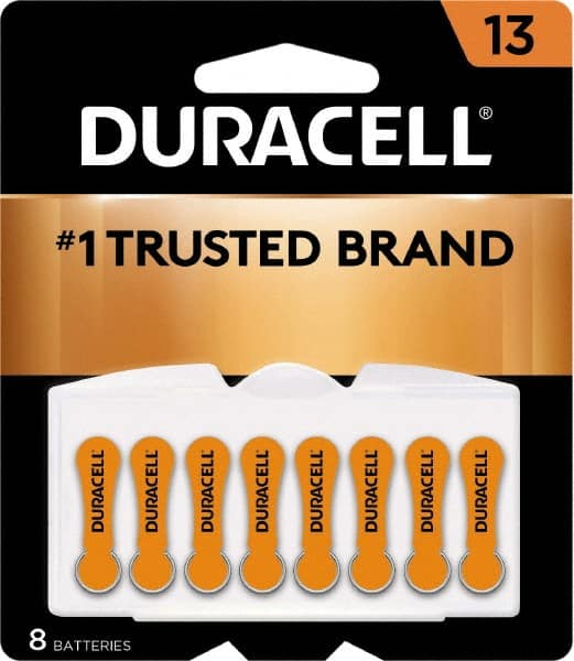 Duracell - Size 13, Zinc Air, 8 Pack, Hearing Aid Battery - 1.4 Volts, Flat Terminal, PR48, ANSI 7000ZD Regulated - Exact Tooling