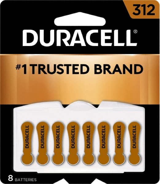 Duracell - Size 312, Zinc Air, 8 Pack, Hearing Aid Battery - 1.4 Volts, Flat Terminal, PR41, ANSI 7002ZD Regulated - Exact Tooling