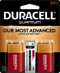 Duracell - Size 9V, Alkaline, 2 Pack, Standard Battery - 9 Volts, Snap Terminal, 6LR61, ANSI 1604A Regulated - Exact Tooling