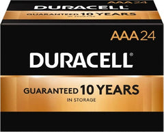 Duracell - Size AAA, Alkaline, 24 Pack, Standard Battery - 1.5 Volts, Button Tab Terminal, LR03, ANSI 24A Regulated - Exact Tooling