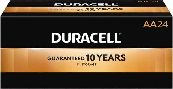 Duracell - Size AA, Alkaline, 24 Pack, Standard Battery - 1.5 Volts, Button Tab Terminal, LR6, ANSI 15A Regulated - Exact Tooling