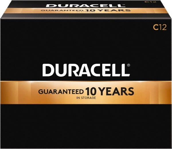 Duracell - Size C, Alkaline, 12 Pack, Standard Battery - 1.5 Volts, Button Tab Terminal, LR14, ANSI 14A Regulated - Exact Tooling