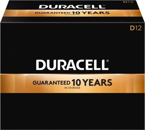 Duracell - Size D, Alkaline, 12 Pack, Standard Battery - 1.5 Volts, Button Tab Terminal, LR20, ANSI 13A Regulated - Exact Tooling