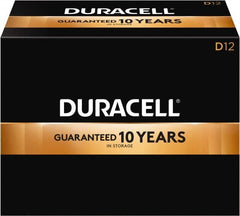 Duracell - Size D, Alkaline, 12 Pack, Standard Battery - 1.5 Volts, Button Tab Terminal, LR20, ANSI 13A Regulated - Exact Tooling