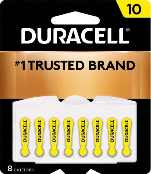 Duracell - Size 10, Zinc Air, 8 Pack, Hearing Aid Battery - 1.4 Volts, Flat Terminal, PR70, ANSI 7005ZD Regulated - Exact Tooling