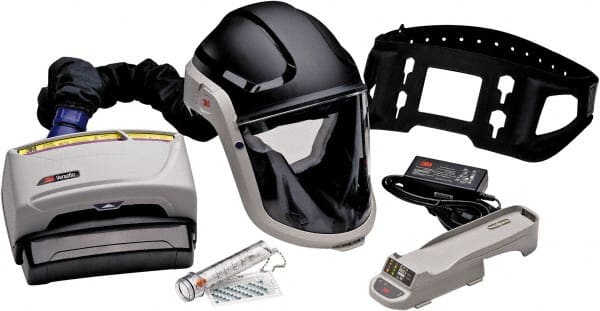 3M - Size Adjustable, Adjustable PAPR System - Hard Hat with Face Shield Headgear, Window, Auto Darkening Filter, Use for Heavy Industry & Healthcare - Exact Tooling