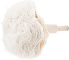 Value Collection - 2" Diam, 1/4" Shank Diam, Round End Shaped Mounted Bob - Soft Density, 2" Head Length, 2-1/2" Shank Length, Cotton Muslin - Exact Tooling