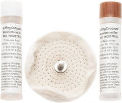 Value Collection - 4" Diam Loose Sewn, Cushion Sewn Buffing Wheel Set - 1/4" Arbor Hole - Exact Tooling