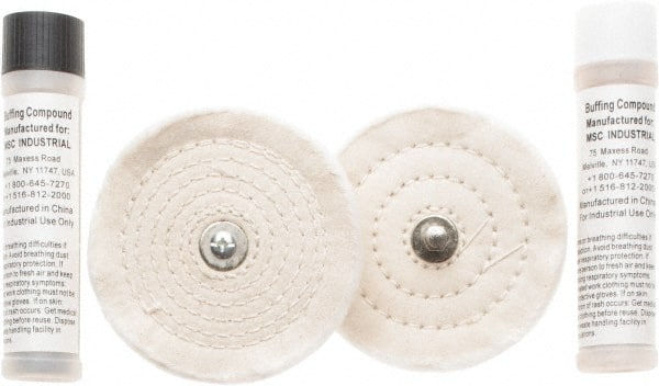 Value Collection - 4" Diam Cushion Sewn, Spiral Sewn Buffing Wheel Set - 1/2" Arbor Hole - Exact Tooling