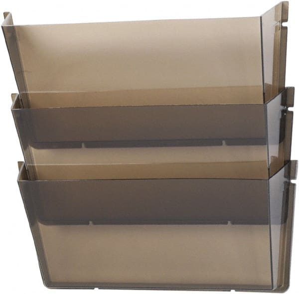 Deflect-o - 14-1/2" Wide x 6-1/2" High x 3" Deep Plastic Wall File - 3 Compartments, Smoke - Exact Tooling