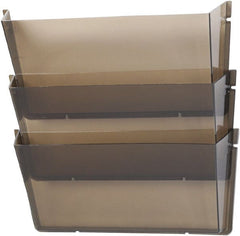 Deflect-o - 14-1/2" Wide x 6-1/2" High x 3" Deep Plastic Wall File - 3 Compartments, Smoke - Exact Tooling