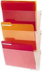 Deflect-o - 14-1/2" Wide x 6-1/2" High x 3" Deep Plastic Wall File - 3 Compartments, Clear - Exact Tooling
