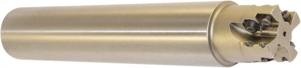 Millstar - 1-1/2" Cut Diam, 1.58" Max Depth, 1-1/2" Shank Diam, Cylindrical Shank Indexable High-Feed End Mill - Screw Holding Method, HFCI-1204 Insert, HFSS Toolholder, Through Coolant - Exact Tooling