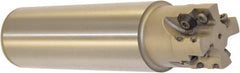 Millstar - 1-1/2" Cut Diam, 1.58" Max Depth, 1-1/2" Shank Diam, Cylindrical Shank Indexable High-Feed End Mill - Screw Holding Method, HFCI-1204 Insert, HFSS Toolholder, Through Coolant - Exact Tooling