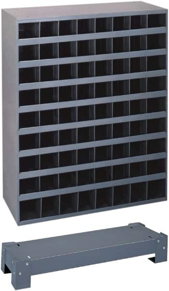 Durham - 40 Bin Bin Shelving Unit with Openings and Base - 12 Inch Overall Depth x 24 Inch Overall Height, Gray Steel Bins - Exact Tooling