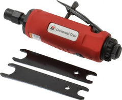 Universal Tool - 1/4" Collet, Straight Handle, Straight Air Die Grinder - 22,000 RPM, Rear Exhaust, 22 CFM, 0.9 hp, 90 psi, 1/4 NPT - Exact Tooling