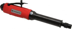 Universal Tool - 1/4" Collet, Straight Handle, Extended Length Air Die Grinder - 22,000 RPM, Rear Exhaust, 22 CFM, 0.9 hp, 90 psi, 1/4 NPT - Exact Tooling
