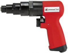 Universal Tool - 1/4" Bit Holder, 2,000 RPM, Pistol Grip Handle Air Screwdriver - 10 to 55 In/Lb Torque, 4 CFM - Exact Tooling