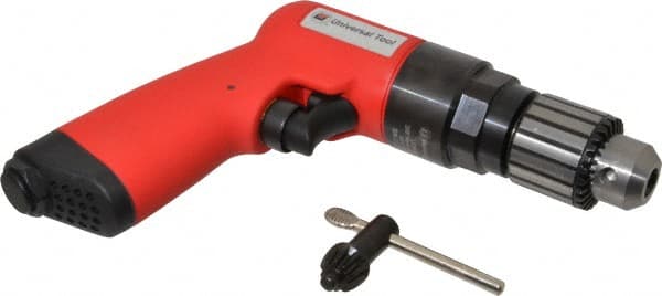Universal Tool - 3/8" Reversible Keyed Chuck - Pistol Grip Handle, 1,800 RPM, 4.6 CFM, 0.8 hp, 90 psi - Exact Tooling