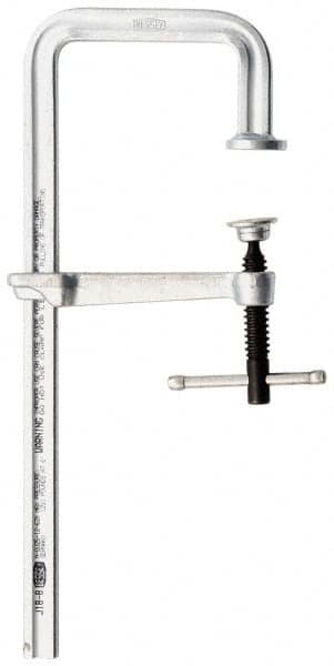 Bessey - 4-3/4" Deep Throat, 8" Max Capacity, Step Over Sliding Arm Clamp - 880 Lb Clamping Pressure, 5/8" Spindle Diam - Exact Tooling