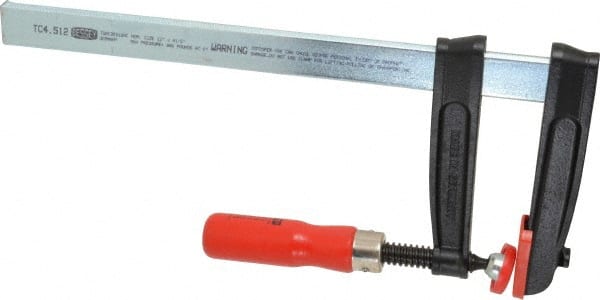 Bessey - 12" Capacity, 4-1/2" Throat Depth Steel Bar Clamp - 950 Lb Clamping Pressure, 16" OAL - Exact Tooling