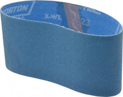Norton - 3-1/2" Wide x 15-1/2" OAL, 80 Grit, Zirconia Alumina Abrasive Belt - Zirconia Alumina, Medium, Coated, X Weighted Cloth Backing, Series R823 - Exact Tooling