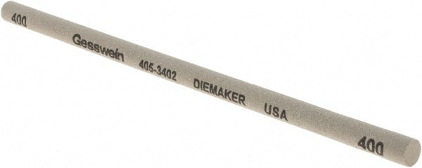 Made in USA - 400 Grit Aluminum Oxide Round Polishing Stone - Medium Grade, 1/4" Wide x 6" Long x 1/4" Thick - Exact Tooling