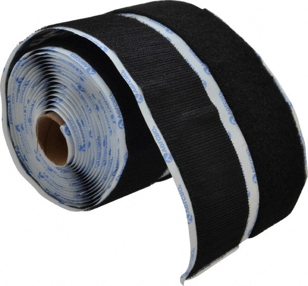 VELCRO Brand - 2" Wide x 5 Yd Long Adhesive Backed Hook & Loop Roll - Continuous Roll, Black - Exact Tooling