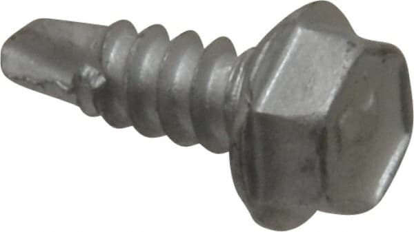 Elco - #8, Hex Washer Head, Hex Drive, 1/2" Length Under Head, #2 Point, Self Drilling Screw - Steel - Exact Tooling