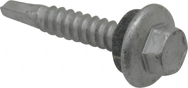 Elco - #12-14, Hex Washer Head, Hex Drive, 1-1/4" Length Under Head, #2 Point, Self Drilling Screw - Steel - Exact Tooling