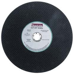 Makita - 14" Cutoff Wheel - 1/8" Thick, 1" Arbor, 5,000 Max RPM, Use with Gas Powered Saws - Exact Tooling