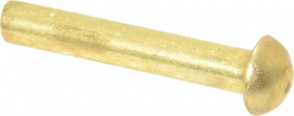 Made in USA - 1/8" Body Diam, Round Brass Solid Rivet - 3/4" Length Under Head - Exact Tooling