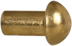 Made in USA - 3/16" Body Diam, Round Brass Solid Rivet - 3/8" Length Under Head - Exact Tooling