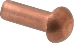 Made in USA - 1/8" Body Diam, Round Copper Solid Rivet - 3/8" Length Under Head - Exact Tooling