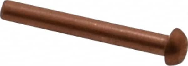 Made in USA - 1/8" Body Diam, Round Copper Solid Rivet - 1" Length Under Head - Exact Tooling